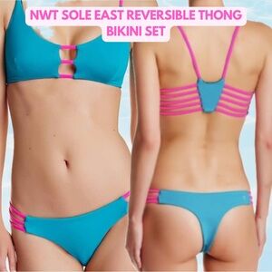 NWT Sole East Reversible Thong Bikini